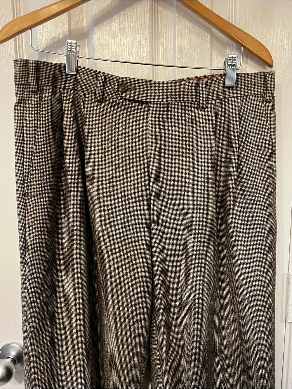 Lauren Ralph Lauren 100% Wool Houndstooth Pleated Dress Pants 36x32